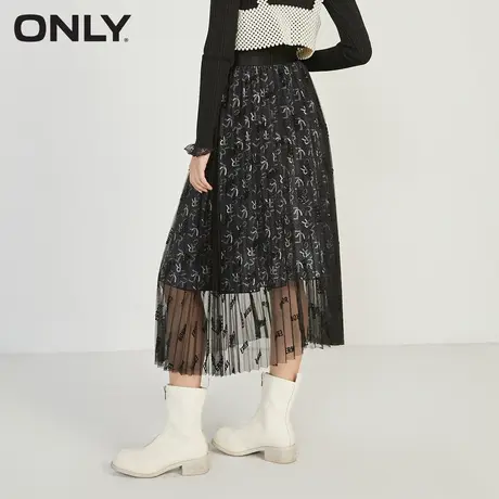 ONLY奥莱夏季网纱仙女气质字母印花百褶高腰半身裙女图片