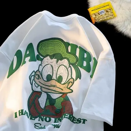 国潮牌甜美可爱正肩短袖t恤女夏季宽松oversize气质休闲百搭上衣商品大图