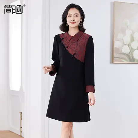 简涵大码女装国风连衣裙2024年春秋新款胖MM时尚洋气宽松复古裙图片