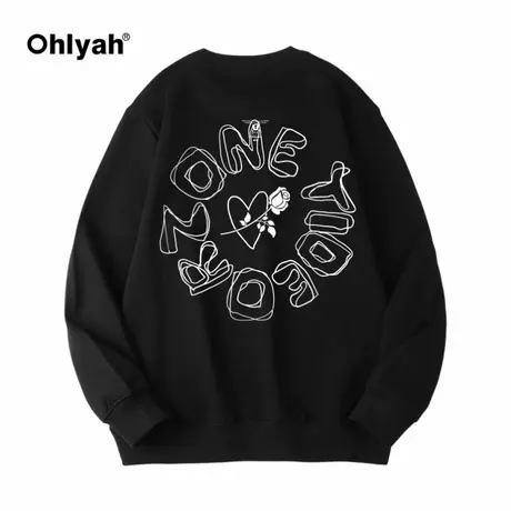 Ohlyah大码卫衣男女春秋薄款韩版ins学生慵懒风oversize上衣外套商品大图