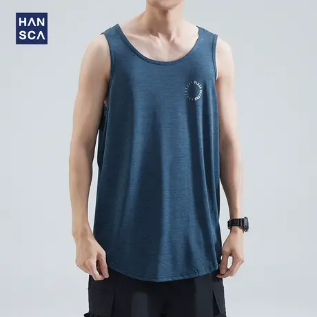 hansca 冰丝跨栏背心男夏季薄款宽松百搭运动速干坎肩篮球无袖t恤商品大图