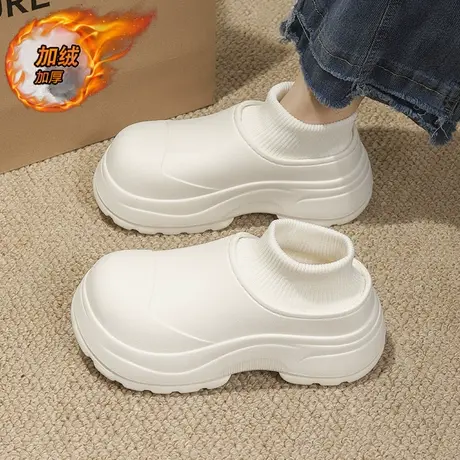 网红爆款女鞋冬季厚底加绒加厚保暖医院护士小白棉鞋防寒2024新款商品大图