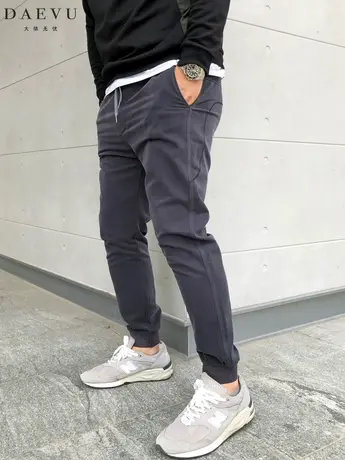 大依无忧秋新款水洗灰收束脚大号潮胖子加肥加大码男士休闲长裤图片
