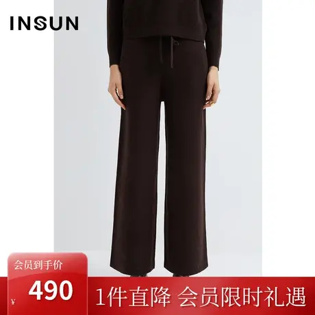 恩裳2022冬季舒适垂感简约大气美丽诺羊毛休闲阔腿裤商品大图