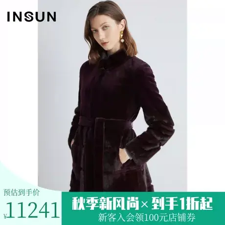 恩裳冬季时尚立领直筒收腰加厚中长款貂皮皮草女外套商品大图