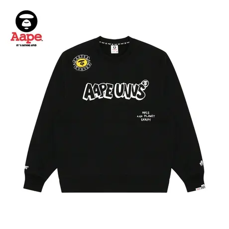 Aape旗舰店男装秋冬猿颜图案潮流印花休闲薄绒圆领卫衣A321XXL商品大图