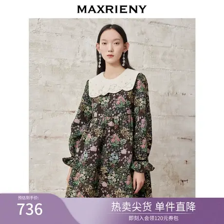 MAXRIENY娃娃领公主裙冬季复古连衣裙女短裙图片