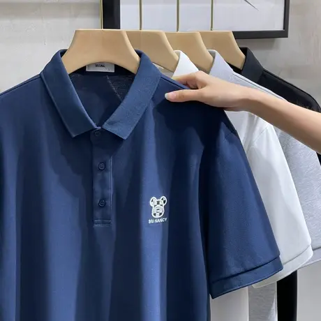 简约刺绣polo衫男短袖高端男装上衣服潮流男士t恤夏季新款潮牌ins商品大图