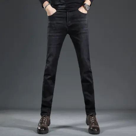 黑色高端牛仔裤男2023新款秋季潮流修身直筒裤弹力百搭男士休闲裤商品大图