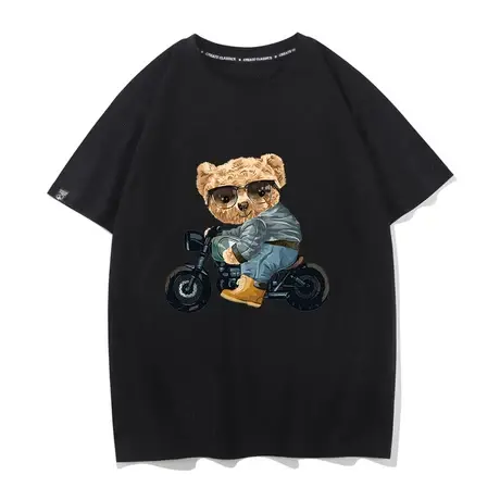 圆领印花小熊款舒适印花短袖T恤衣服男女情侣装衣服打底衫TEE图片