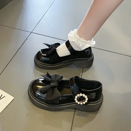 英伦风小皮鞋女2023年新款春夏厚底单鞋设计感小众百搭玛丽珍鞋子商品大图