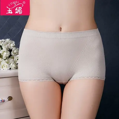 玉媚无缝内裤少女中腰蕾丝花边纯棉档无痕四角短裤提臀透气舒适商品大图