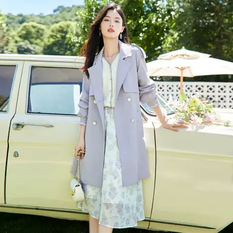 时尚气质风衣外套秋季新款淑女温柔宽松显瘦通勤中长款上衣商品大图