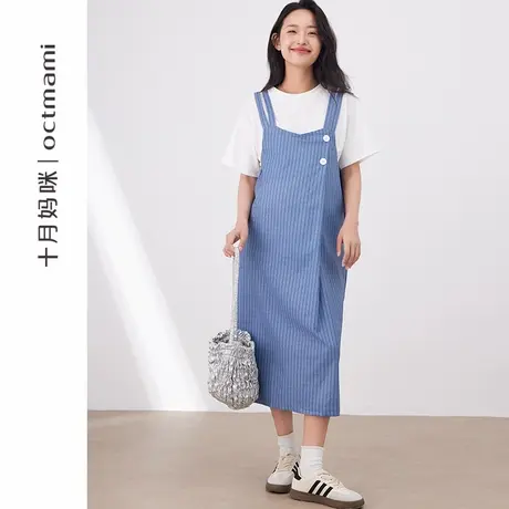 十月妈咪孕妇套装2025新款夏季薄款外穿宽松双肩带背带裙孕妇夏装商品大图