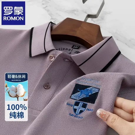 罗蒙夏季薄款纯棉POLO衫男短袖t恤2025新款刺绣翻领半袖保罗衫N2Z商品大图
