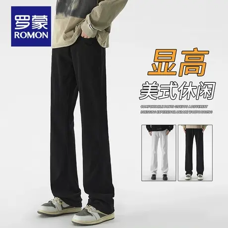 罗蒙男士牛仔裤2025春季潮流新款修身直筒青年舒适黑色长裤子N1Z图片