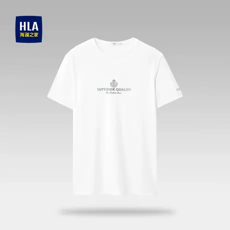HLA/海澜之家舒适弹力短袖T恤春夏高周波印花圆领含莫代尔短袖男商品大图