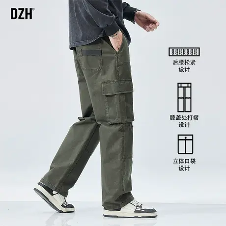 男士军绿色美式工装裤男春季高级感痞帅2025新款宽松休闲直筒裤子商品大图
