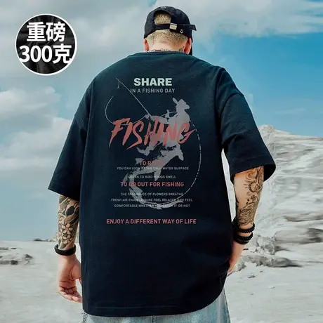 高街胖子短袖t恤大码男装纯棉宽松夏季oversize美式上衣服ins潮牌商品大图