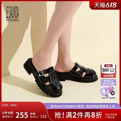 莱尔斯丹夏季LSY新款时尚休闲纯色厚底罗马凉拖女鞋4M55302图片