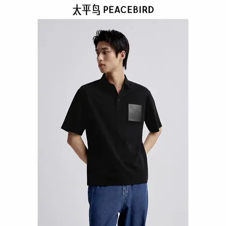 太平鸟男装 索罗娜凉感珠地短袖休闲polo衫B1COE2411图片