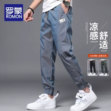 罗蒙男士休闲裤男夏季薄款2025新款潮牌宽松直筒夏天工装束脚裤子商品大图