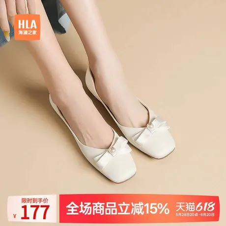HLA/海澜之家法式平底玛丽珍鞋女2025新款蝴蝶结浅口单鞋软底女鞋商品大图