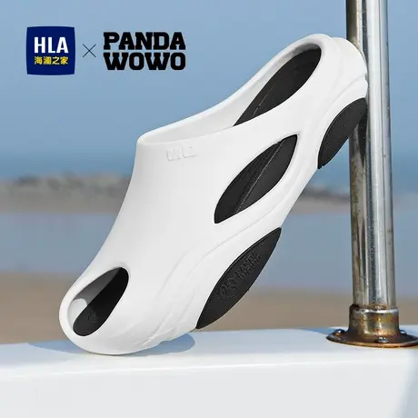 HLA/海澜之家男鞋Panda wowo夏季舒适外穿休闲男士拖鞋熊猫一字拖商品大图