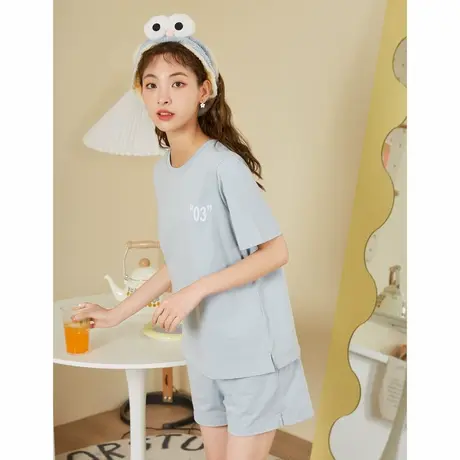唐狮ins风闺蜜薄款短袖睡衣女士夏装衣服家居服套装春秋季可外穿商品大图