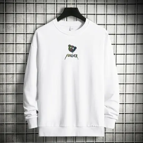 重磅纯棉小熊卫衣男2023新款秋冬款摇粒绒加绒无帽长袖圆领上衣服商品大图