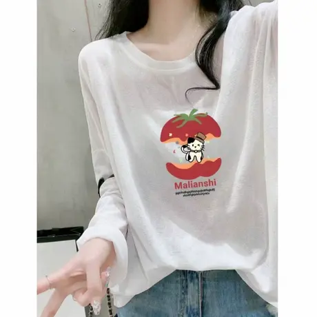 韩版甜妹轻薄冰感t恤女2025新款夏季薄款宽松卡通印花长防晒衣ins图片