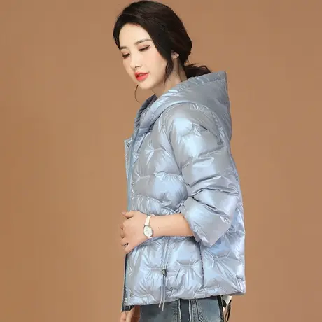韩潮袭人时尚亮面连帽棉衣棉服女2023冬季新款休闲加厚保暖外套商品大图