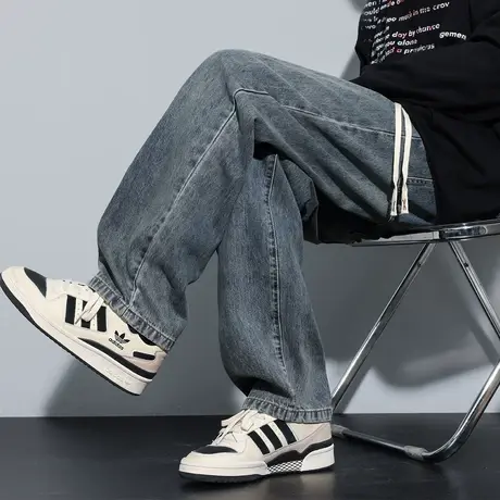 唐狮春秋季新款美式复古牛仔裤男百搭宽松潮流直筒休闲长裤子TE商品大图