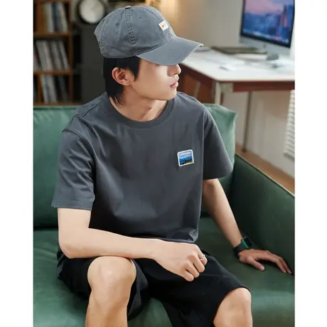 唐狮绣花章240g重磅面料纯棉短袖t恤男夏季潮休闲宽松衣服商品大图
