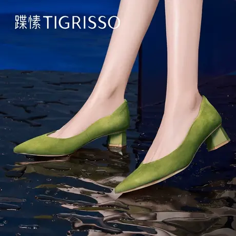 蹀愫2023新款气质百搭尖头中跟舒适单鞋女鞋TA43119-11t图片