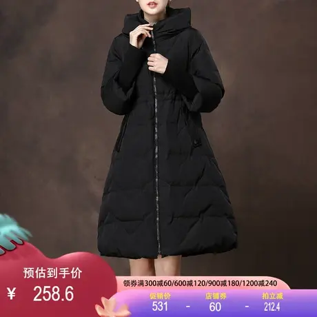 2023原创长袖羽绒服女秋冬中长款加厚时尚保暖白鸭绒外套商品大图