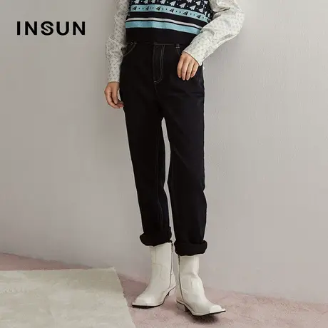 恩裳冬季明线棉质弹力百搭直筒裤图片