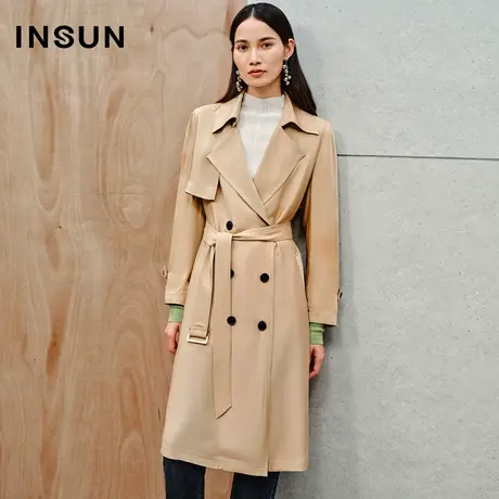 INSUN恩裳专选秋美拉德牛角扣翻领醋酸风衣商品大图