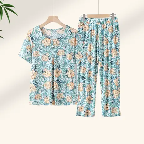 妈妈冰丝套装2025新款夏装中老年休闲女装薄款家居服奶奶老人衣服商品大图