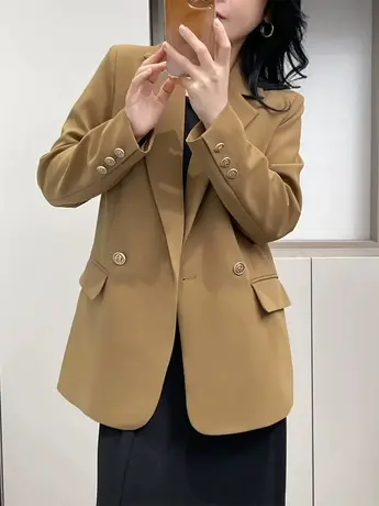 春季新款小西服女2023韩版宽松设计感开叉西装女士休闲高级感外套商品大图