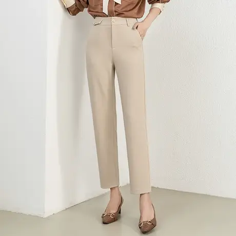 高腰西装裤女小个子九分裤2023新款春秋女裤秋季裤子女窄版烟管裤商品大图
