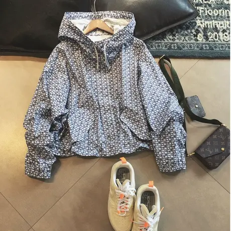 外套女设计感小众2021年新款秋冬韩版宽松连帽上衣洋气百搭风衣潮商品大图