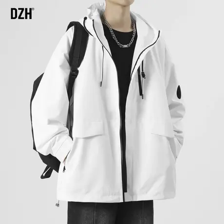 情侣装户外冲锋衣男外套高级感轻熟风休闲工装痞帅男装白色登山服商品大图