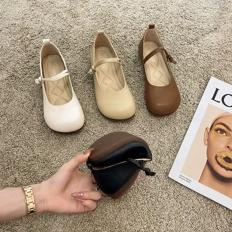 方头玛丽珍鞋女复古2024新款韩版文艺仙女平底单鞋软底百搭奶奶鞋商品大图