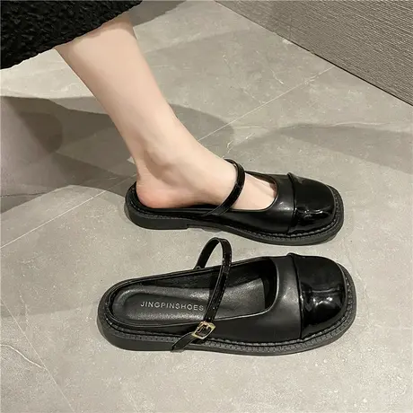 包头半拖鞋女夏外穿2024新款仙女风温柔法式玛丽珍平底懒人凉拖鞋商品大图