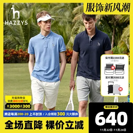 Hazzys哈吉斯夏季男士短袖T恤衫韩版商务休闲宽松polo潮流上衣图片