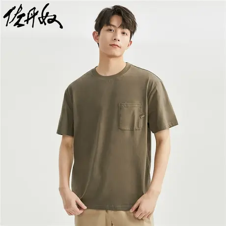 佐丹奴T恤男装纯棉针织织唛口袋圆领短袖T恤 13023302图片