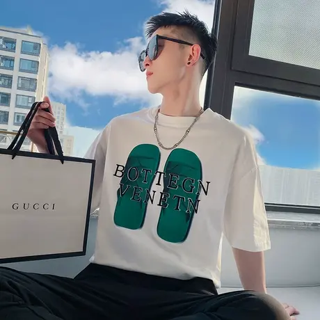 休闲短袖男夏季t恤潮ins青少年百搭时尚半袖上衣韩版潮牌学生体恤商品大图