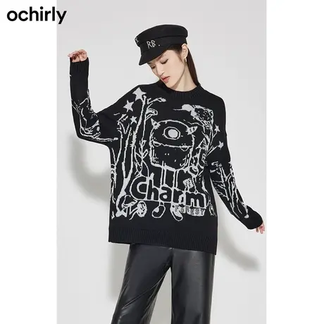 【品牌甄选】欧时力套头毛衣秋冬设计感上衣中长宽松休闲时尚商品大图