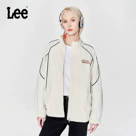 Lee24春季新品舒适版立领米白色印花撞色女插肩袖夹克外套休闲潮图片